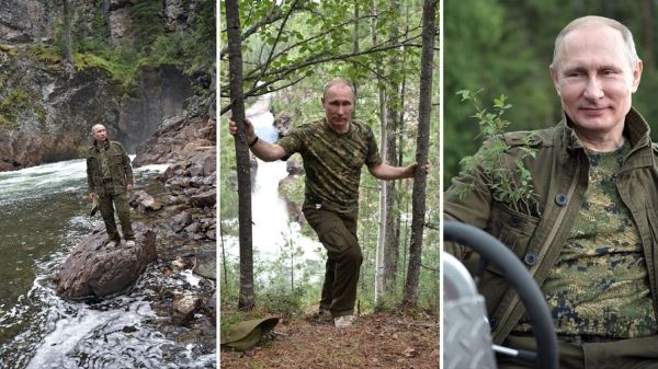 Появилось видео отдыхающего в тайге Путина
